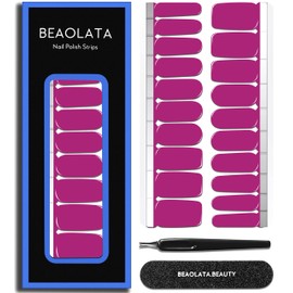 Beaolata Nail Polish Strips Long Lasting, 20Pcs Wraps, Easy Apply& Remove Salon Quality Gel Nail Stickers (Dry Prune Pink)