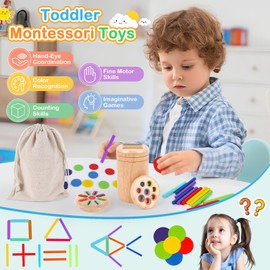 Montessori Toy from 1 Year, Toy from 1 2 Years Girls Boys Baby Toy Gift Girls Boys 1 2 Years Colour Sorting Game Children's Toy Motor Skills Toy Wooden Toy from 1 Year