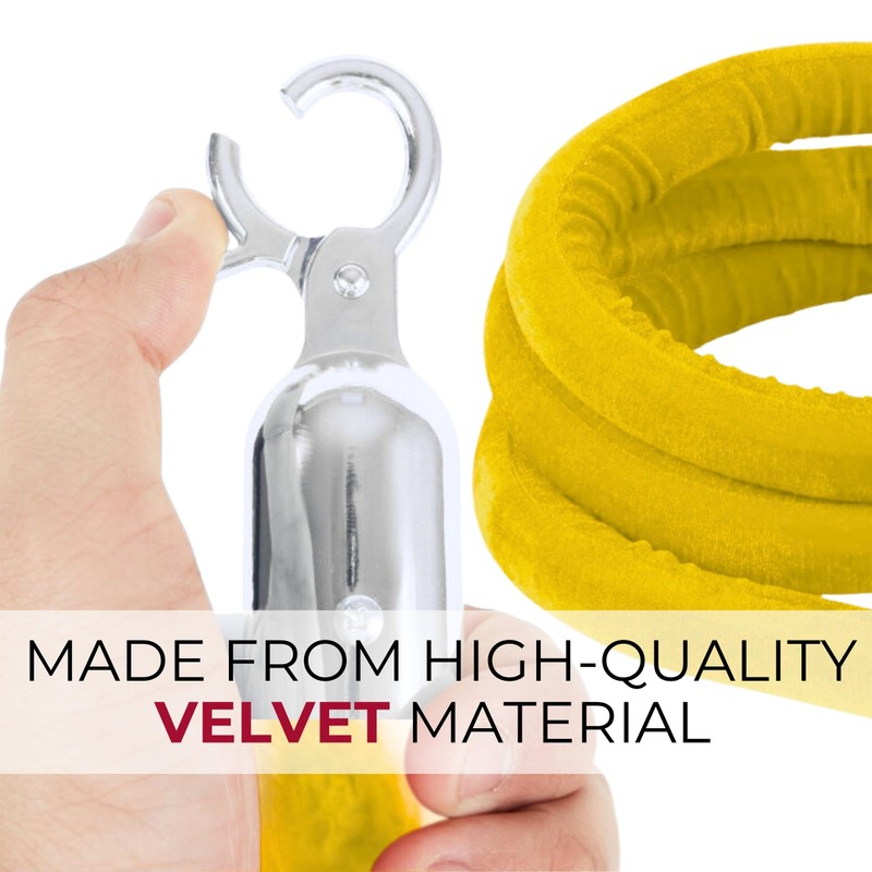 4PCS Yellow Velvet Rope – 5FT VIP Rope Barrier with
