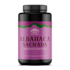 TIBET NATURA - Albahaca Sagrada 100% Pura - 60 Cápsulas 500 mg c/u - Suplemento Natural - Adaptógeno - Sin Azúcar - Suministro para 2 Meses - En Cápsulas De Gelatina