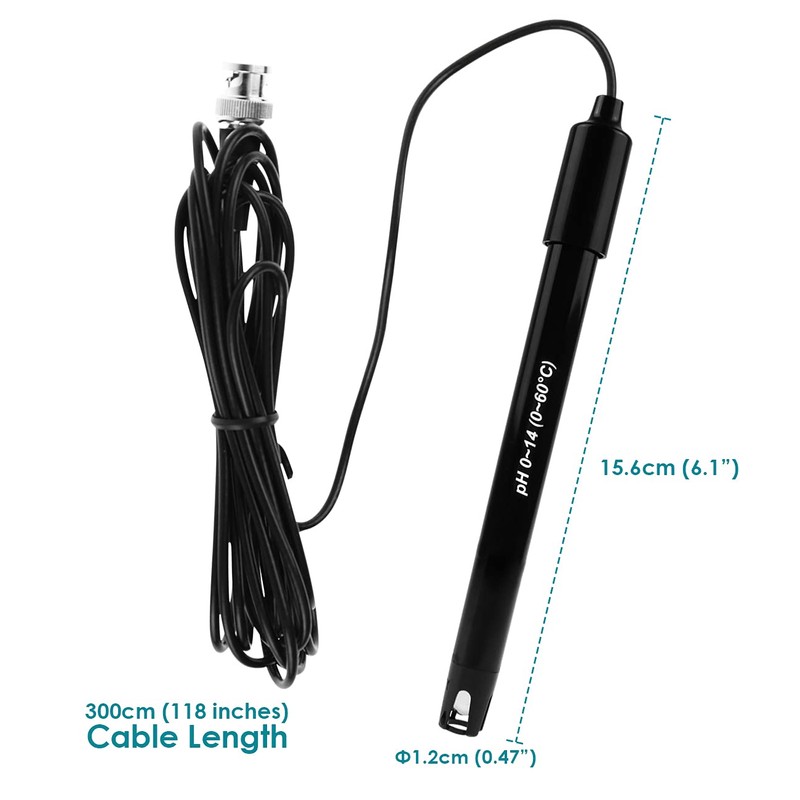 GAIN EXPRESS 0-14 pH Electrode Probe BNC Connection, 300 cm