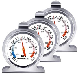 Termómetro de horno de acero inoxidable, paquete de 3,lectura instantánea 50-300 C,termómetro de horno de esfera grande,termómetro de monitor de...   