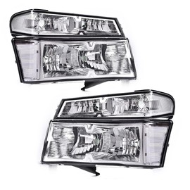 G-PLUS Headlights, Compatible with 2004-2012 Chevy Colorado/GMC Canyon, Compatible with 2006 Isuzu i-280 i-350/2007-2008 i-290 i-370, Driver & Passenger Side, Clear lens Chrome Housing Clear Reflector
