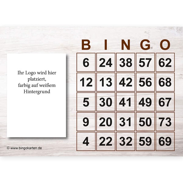 DiPrint Pack of 100 Individual Bingo Cards with Logo (Motif