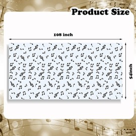 108 x 54 Inch Tablecover Plastic Tablecloth Disposable Table Cover Musical Notes Theme Birthday Decoration for Music Party Supplies (2 Pieces)