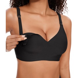 HBselect Nursing Bra without Underwire Silky Smooth Pregnancy Maternity Bra Maternity Seamless with Additional Bra Extension Sleep Bra for Women, black