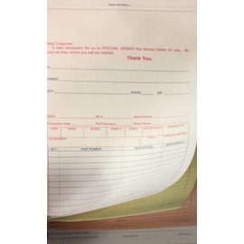 Special Parts Order Form - 4 Part - SPO-4-100 Qty. (U2R)