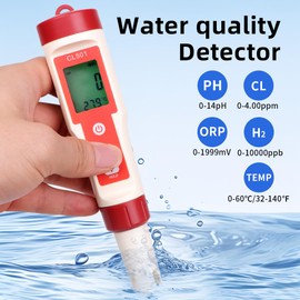 OBEST 5 in 1 Digital Water Quality Tester PH/ORP/H2/Temp/CL Meter, Multi-parameters 0.01 Accuracy Pen Type for Drinking Water Hospital Pool CDC Labs Aqua