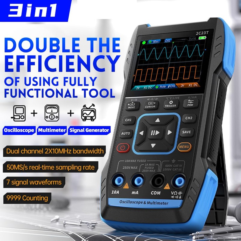 3 in 1 Handheld Oscilloscope Multimeter Signal Generator, Oscilloscop-Dual Channel