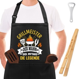 Jadive Pack of 3 Barbecue Gifts for Men Funny Gift Sets for Men Includes 1 BBQ Apron for Men 1 Grill Gripper 1 Bottle Opener for Dad Grandpa Husband Christmas Birthday Father's Day, As shown in the