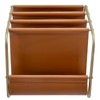 MyGift Modern Brass Tone Metal & Caramel Leatherette Desktop Folder