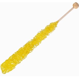 Classic Rock Candy Sticks Lollipops, Sugar Rock Crystals on Swizzle Stick Individually Wrapped (Yellow Mango, Pack of 18)