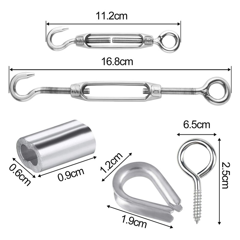CHRORINE 24 Pcs Garden Wire Rope Kit 304 Stainless Steel