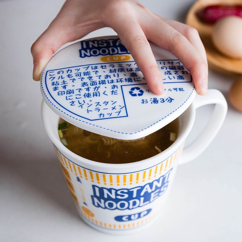 FYUEROPA Ceramic Noodle Bowl with Lid Instant Ramen Bowl with