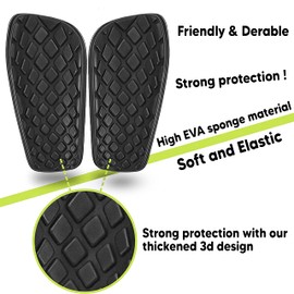 Football Shin Pads for Kids, Youth & Adults with Non-Slip Insert Pocket and Calf Sleeves, Protective Equipment for Soccer, Suitable for Boys & Girls Age 5-12. (L(7.87 x 3.94in), Black)