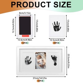 Baby Handprint and Footprint Kit, Baby Photo Frame Kit with 100% Clean-Touch Ink Pad for Newborn Girls and Boys,Inkless Ink Pads Safe for Baby Hands & Feet, Perfect Baby Gift Keepsake for New Parents