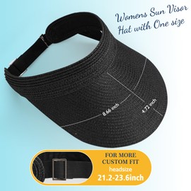 HAPPY FINDING 2Pcs Straw Hat Women Visor Hats Packable Ponytail for Travel