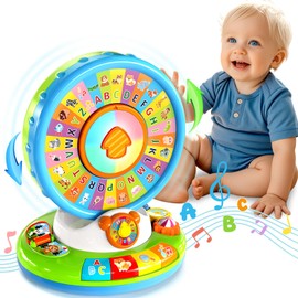 Aigybobo Toys for 1 2 3 Years Old Boys Girls, Musical Spin & Sing Alphabet Zoo with Lights & Sounds, Learning Educational Toys for Toddler 1-3, Christmas Birthday Gifts for Baby Kids Age 12-18 Months