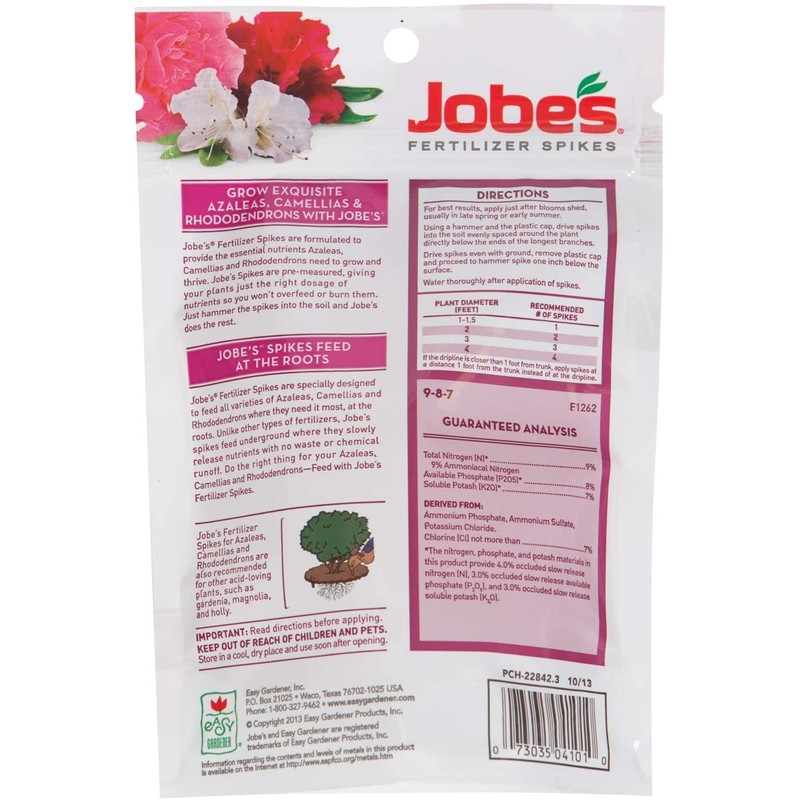 Jobe'S Plant Food Azalea , Camellias & Rhododenron Spikes 9-8-7