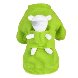 Dog Sweater Thickened Winter Apparel Knitting Wool Cute Bear Toy Shape Warm Clothing Green XL