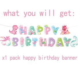 Pink Dinosaur Birthday Party Banner Watercolor Dinosaur Party Supplies Decorations Dino Bday Background Banner for Girls 1st 2nd 3rd 4th 10th Bday Decor