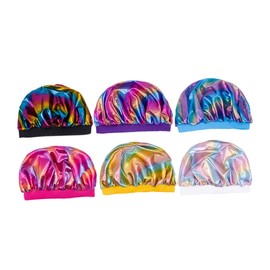Healvian 6pcs Satin Sleep Caps Multi-purpose Wide Brim Sleeping Hat for Women Comfortable Hair for Sleeping Bathing and Face Washing Fashionable Headwear for All Hair Types