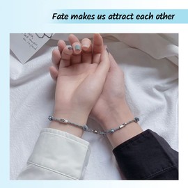 BAUMA Mutual Attraction Rope Braided Couple Bracelets Charm Pendants 2 PCS Gift Jewelry Set for Women Men (The customer gift)