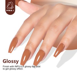 NXJ INFILILA Brown Gel Nail Polish, 15ml 0.51oz Chocolate Brown Gel Polish, Hema Free Gel Polish, Fall Winter Color Nail Polish Soak Off UV Gel Nail Manicure DIY Gift for Women Girls