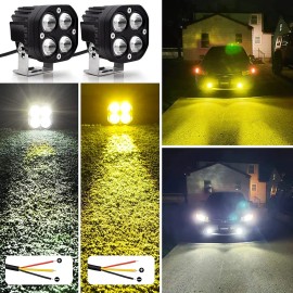 Par Faros De Lupa Led Luz Doble Color Para Moto Auto 120w