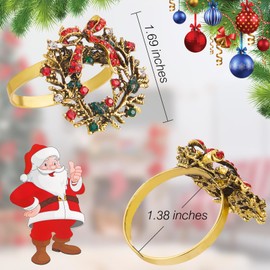 Halatool Set of 6 Christmas Napkin Rings Delicate Wreath Napkin Holder for Christmas Thanksgiving Holiday Party Table Decoration