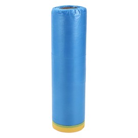 HOPESPANNER Pre-Taped Masking Film Plastic Cover PE Film Masking Paper 1 Pc 2500x280cm / 82.02ftx110.24" Yellow Blue