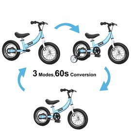 OHIIK Balance Bike 2 in 1 for Kids 3 4 5 6 7 Years Old,Balance to Pedals Bike,12 14 16 inch Kids Bike,with Pedal kit,Training Wheels,Brakes (Blue, 16 inch)