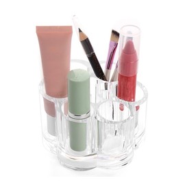 DJUNXYAN 7 Compartments Flower Shaped Transparent Acrylic Lipstick Makeup Brush Eyebrow Pencil Eyeliner Pencil Holder Cosmetic Display Stand Case