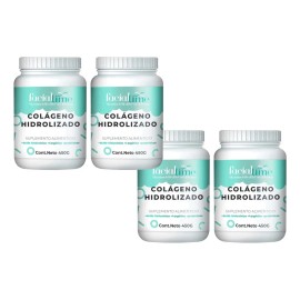 Kit 4 Colágeno Hidrolizado Puro + Ácido Hialurónico 450 Gr Sabor Natural