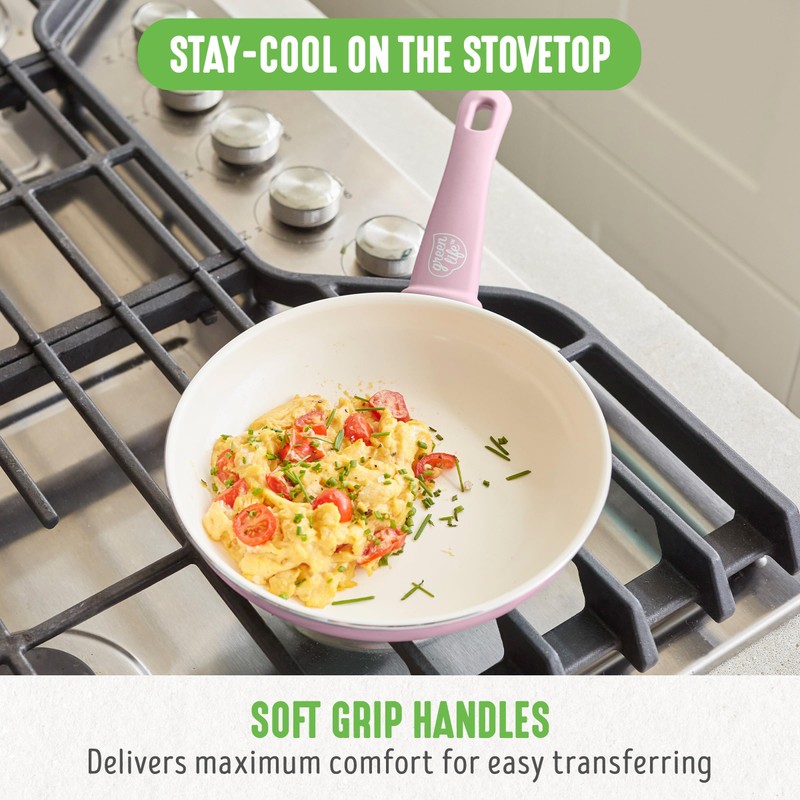 GreenLife Soft Grip 8” Frypan Skillet and Spatula Breakfast Cookware