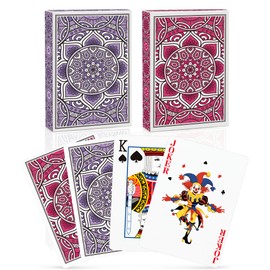 Metsyth Playing Cards 2 Pack, Deck of Cards, Standard Poker Card Set,Fun Card Games for Adults,Easy Shuffle Unique Design Card for Pinochle,Bridge,Go Fish,Cartas(Pink/Purple)
