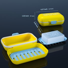 CRKIOB Travel Soap Container with Lid, Leakproof Silicone Sealing Bar Soap Travel Case for Traveling, Bathroom, Dorm, Camping, Gym 4.57” x 3.09” x 1.83” (Yellow)