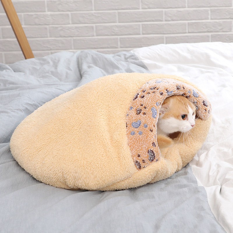 Hooded Cat Bed Thick Soft Comfortable Self Warming Cat Sleeping