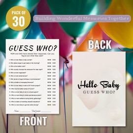 WENFLY Baby Shower Prospective Parents Guess Who Trivia Game Cards - 30 Players, 5x7 Inch, Minimalist Design, Light Pink Spheres, Ready to Play(Prospective Parents Guess Who)
