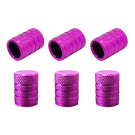 JUSTTOP 6 PCS Car Tire Valve Stem Caps, Anodized Aluminum Corrosion Resistant Wheel Stem Valve Dust Caps, Tyre Stem Air Caps Covers for Cars Motorcycles Trucks, Car Accessories (Purple)