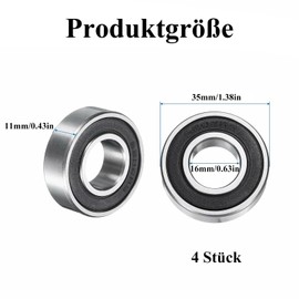 Raheem 6202 Wheelbarrow Bearings, 16 x 35 x 11 mm, Double Protected Deep Groove Ball Bearings, 6202-16-2RS Ball Bearings for DIY, Lathes, Motors, 3D Printers, Milling Machines, Various Mechanical