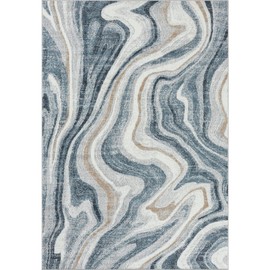LUXE WEAVERS Marble Patterned Abstract Swirl Blue 6x9 Area Rug