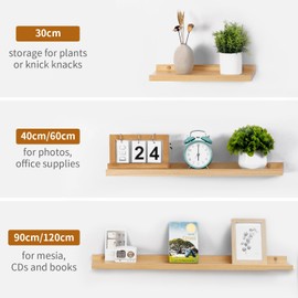 Gieanoo Floating Shelves, Set of 2 Solid Wood Rustic Picture Ledge Shelves Wall mounted Small Photo Shelves With Lip Display Wall Shelves For Living Room, Kitchen, Bedroom 30cmx13cm
