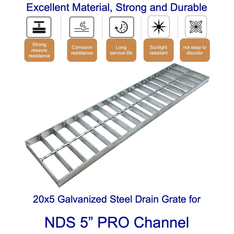 DuuMuut Galvanized Steel Drain Grate 20x5 in for NDS 5"