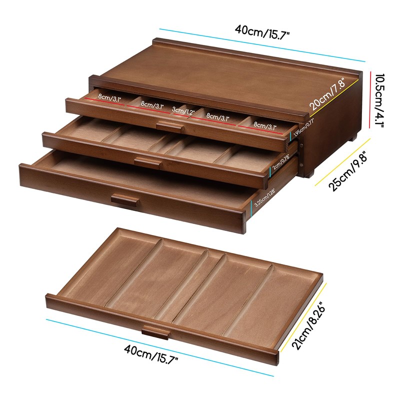 MEEDEN PRO Wood Artist Supply Storage Box - 3 Drawers