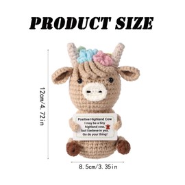 JNGTKL Highland Cow Gifts, Woven Positive Gifts, Positive Highland Cow, Knitted Toys Highland Cow Ornaments, Highland Cow Toy, Crochet Cow Gift, Cheer Up Gifts For Emotional Support