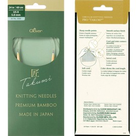 Clover PRO Takumi Circular Knitting Needle Bamboo 24 inches Size US 10.5 (6.50mm) 3333 with 10 Colorful Stitch Markers