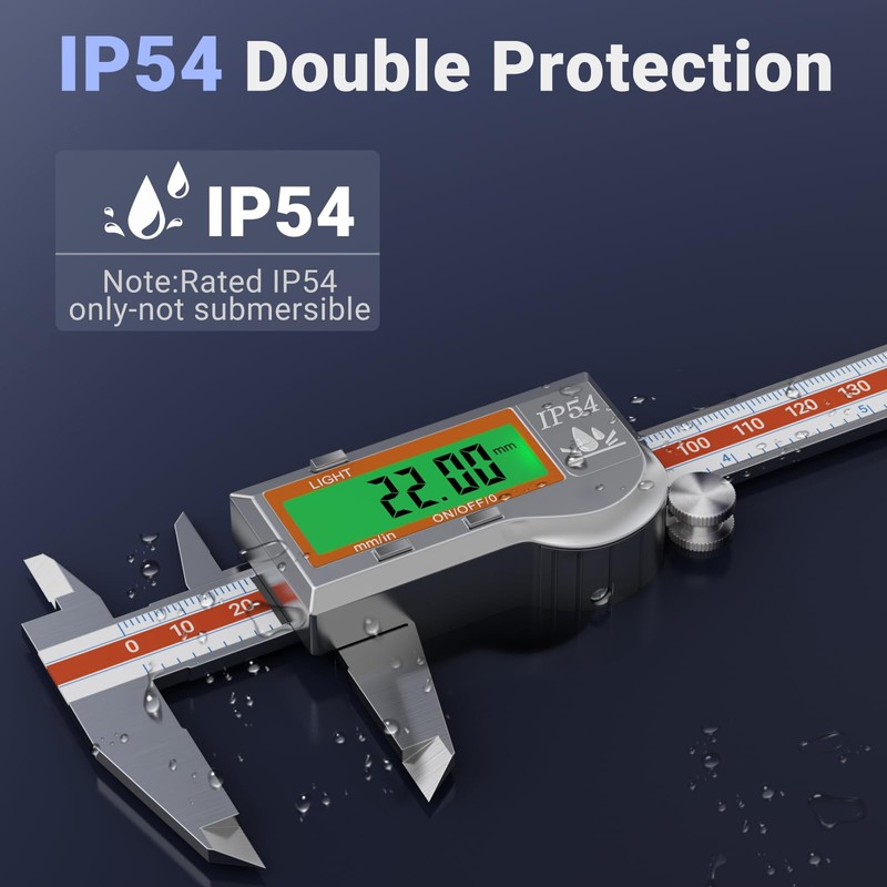 Preciva Digital Vernier Caliper,150mm Backlit Vernier Caliper, IP54 Waterproof Digital