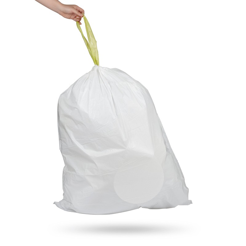 Ninestars Extra Strong White Trash Bags with Drawstring, Multiple Sizes