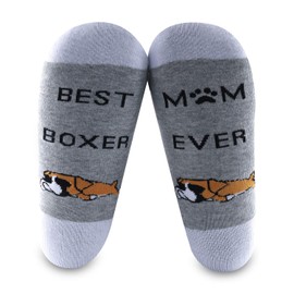 MBMSO 2 Pairs Boxer Mom Socks Best Boxer Mom Ever Boxer Dog Gifts Boxer Lover Gifts (2 Pairs Boxer Mom Socks)